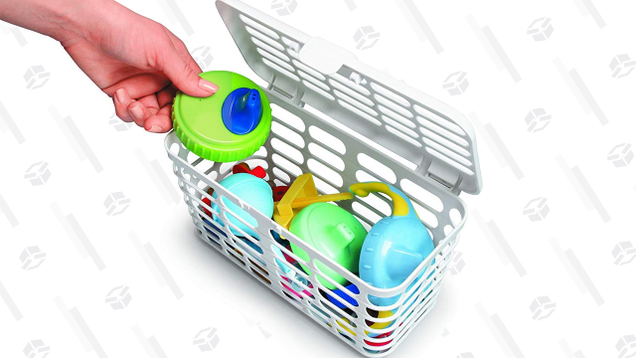 The Prince Lionheart Complete Dishwasher Basket System includes three baskets that are ostensibly designed for bottles and sippy cup parts, but can be easily used for other small kitchen items.
